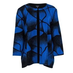 NWT Misook Blue & Black Printed Clasped Jacket